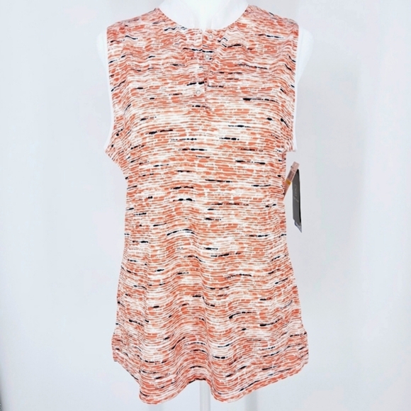 PGA TOUR Wmns Fusion Coral Pebble Beach Print Sleeveless Golf Shirt Top M NWT - Picture 3 of 12